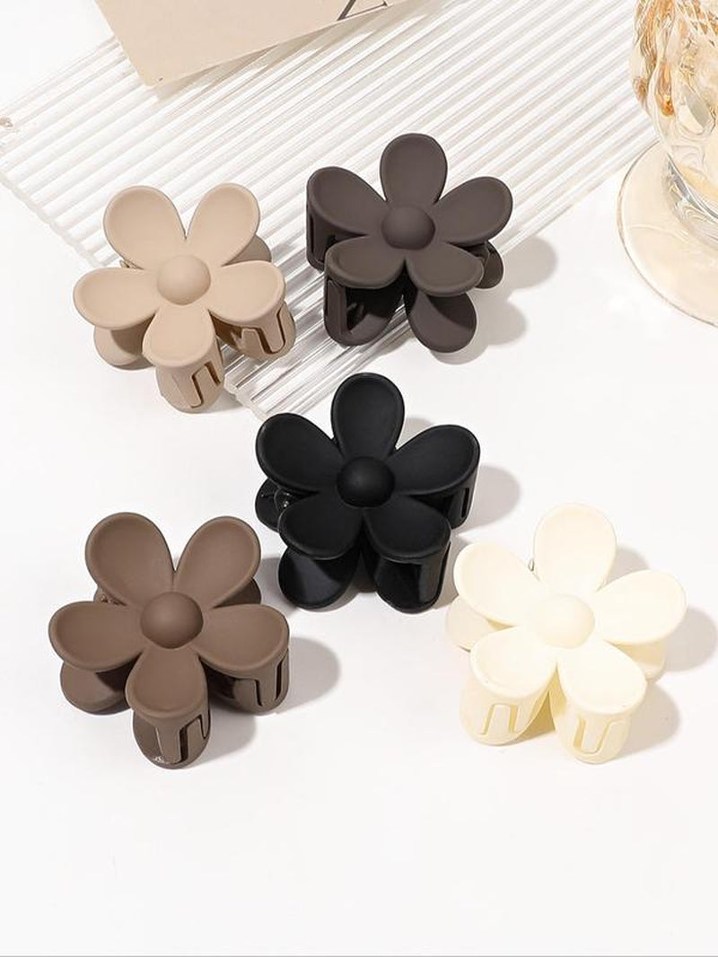 Fashionable Flower Shaped Design Hair Claws, Flower Themed Matte Plain Hair Claws, Trendy Hair Accessories for Women for Daily Used