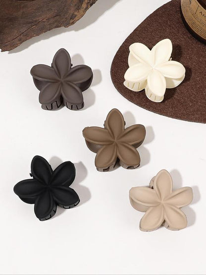 Fashionable Flower Shaped Design Hair Claws, Flower Themed Matte Plain Hair Claws, Trendy Hair Accessories for Women for Daily Used