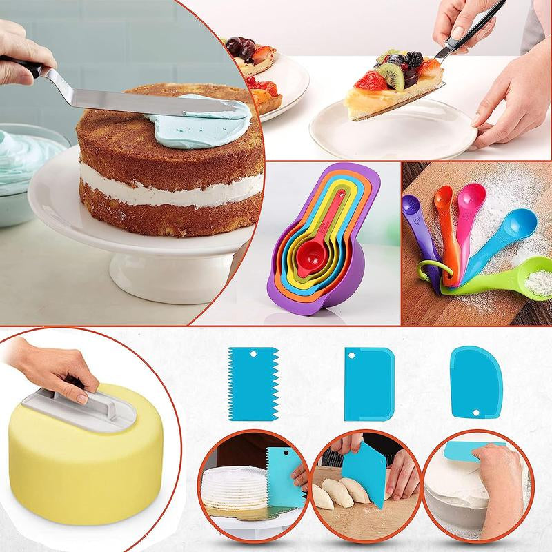 700PC Cake Decorating Kit with Springform Pans, Turntable, Piping Tips, Icing Spatulas, Cake Leveler, Fondant Tools, and More—Perfect for All Baking Needs