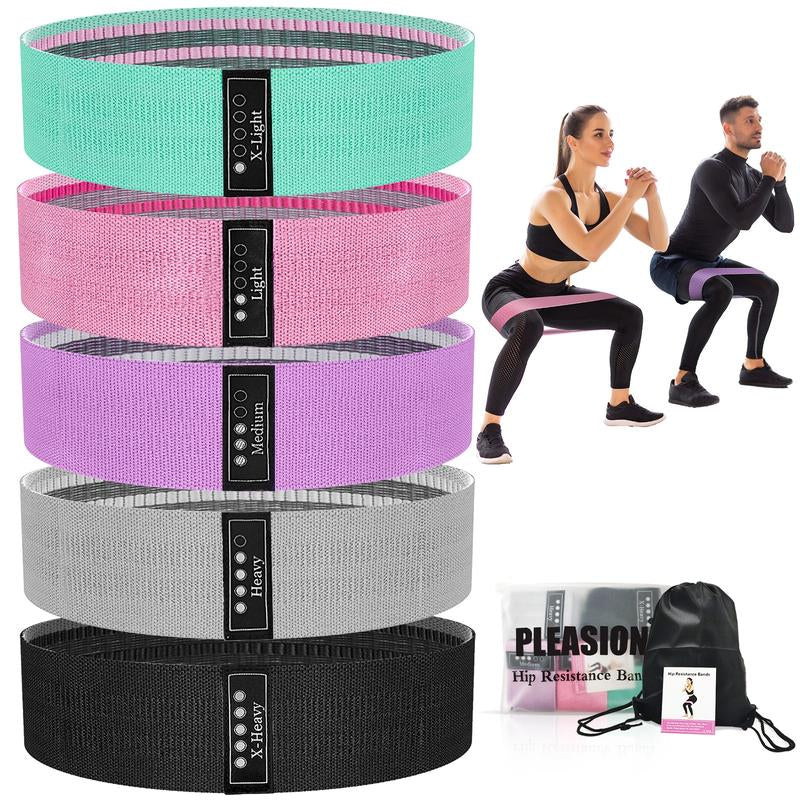 Fabric Resistance Bands for Working Out,5 Colours for Women&Men, Cloth Workout Bands Resistance Loop Exercise Bands for Legs Butt at Home Fitness, Yoga, Pilates