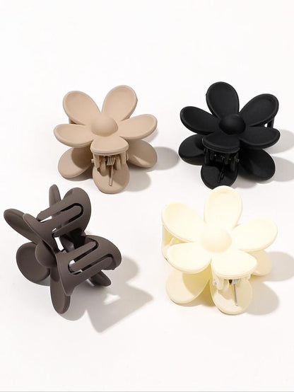 Fashionable Flower Shaped Design Hair Claws, Flower Themed Matte Plain Hair Claws, Trendy Hair Accessories for Women for Daily Used