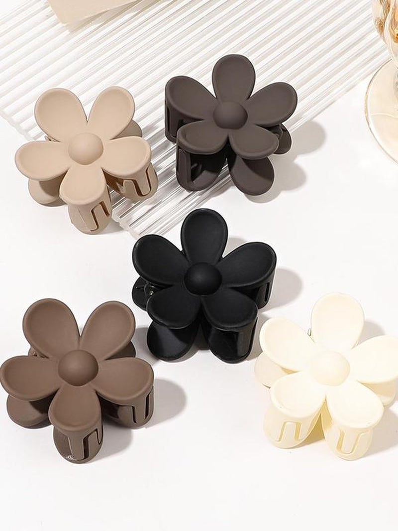 Fashionable Flower Shaped Design Hair Claws, Flower Themed Matte Plain Hair Claws, Trendy Hair Accessories for Women for Daily Used