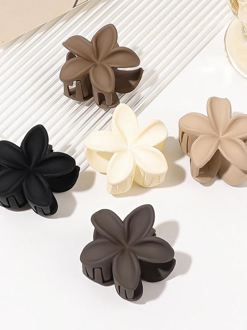 Fashionable Flower Shaped Design Hair Claws, Flower Themed Matte Plain Hair Claws, Trendy Hair Accessories for Women for Daily Used